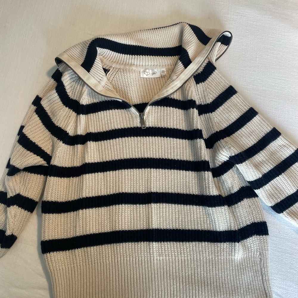 Striped Black and Cream Women's Sweater